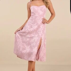 Lulu's Light Pink Floral Midi Dress